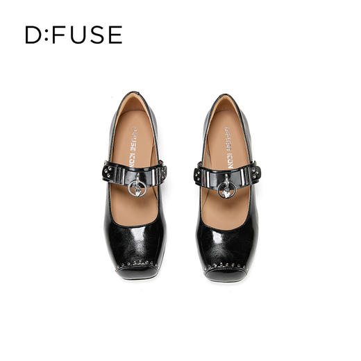 Dfuse迪芙斯2025秋季新款一字带心形扣单鞋方头铆钉玛丽珍鞋芭蕾鞋DFD3111030 商品图14
