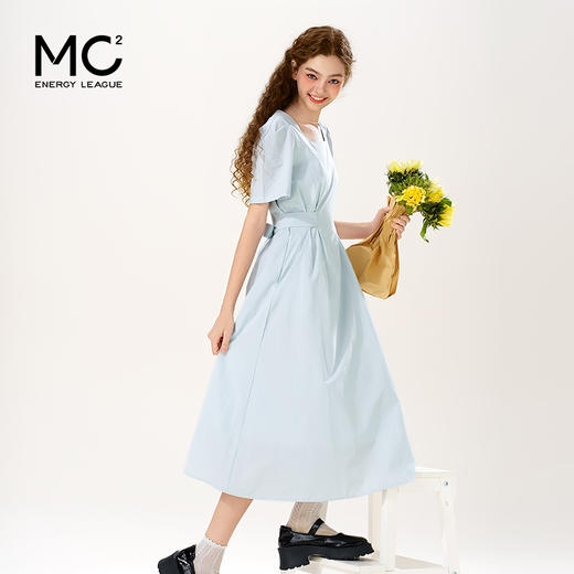 mc2女装方领简约韩系连衣裙夏季新款收腰显瘦时尚流行好看裙子 商品图2