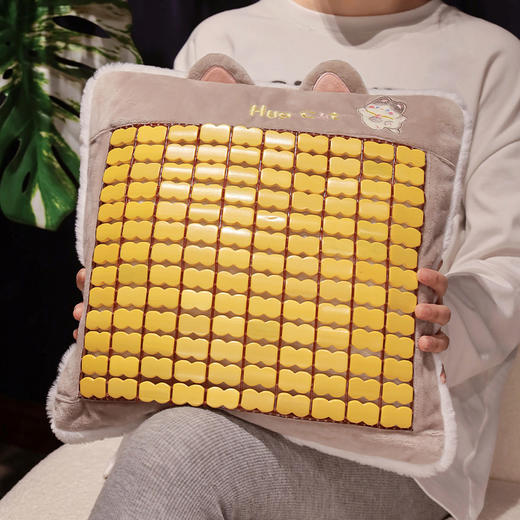 自然醒竹席款抱抱猫抱枕沙发靠枕床头汽车靠背垫女生睡觉抱枕车用夏QYL 商品图12