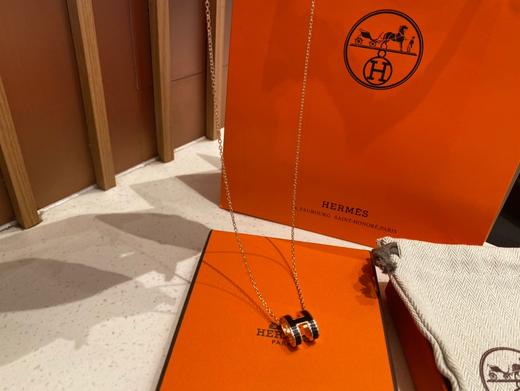 D072437时尚单品珐琅弧形H项链玫瑰金可调节链子 商品图6