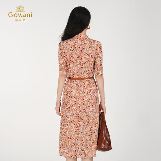 乔万尼新品X型提花V领设计真丝连衣裙ED2E500 商品图4