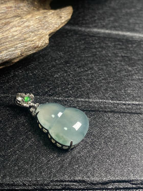 【FC0013】18K金镶嵌翡翠冰飘花葫芦吊坠 冰润通透 完美