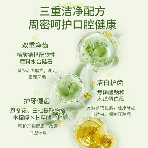 安姑娘植物洁白牙膏无氟无香精美白氨基酸PLA环保可降解牙刷纯素 商品图6