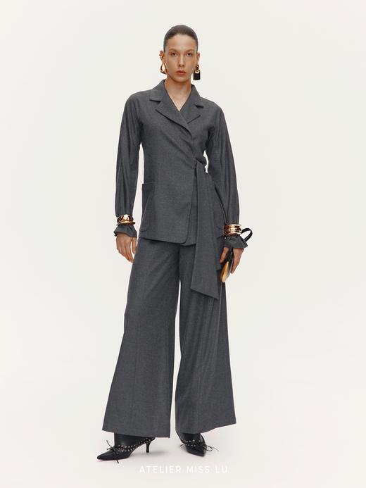 【雪松旧约】老钱风绵羊毛混纺柔软阔腿西装裤 商品图2