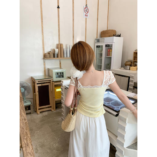 <曾小咸推荐>蕾丝拼接短袖T恤女夏季收腰 商品图4