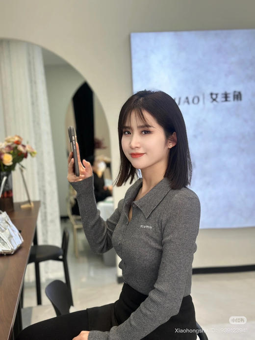 724-3 独家圆正 miu丝羊绒 坑条针织 长袖polo领开衫 修身款打底衫 防晒衫 商品图12