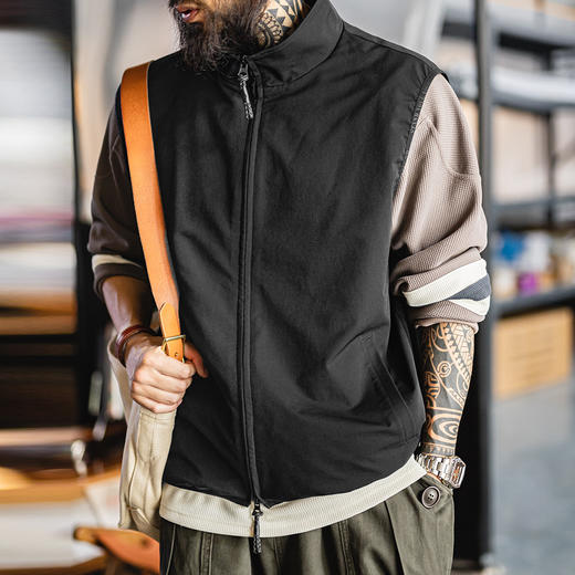 马登工装山系机能立领马甲黑色户外通勤叠穿轻薄款背心无袖男士夏 商品图4