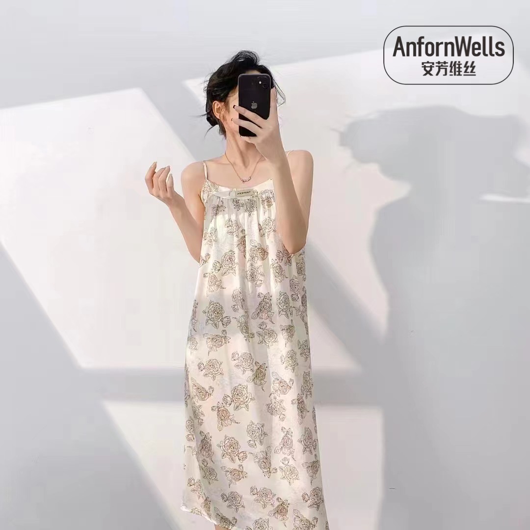 迪兰多自带胸垫吊带裙丝绸柔软面料1415145