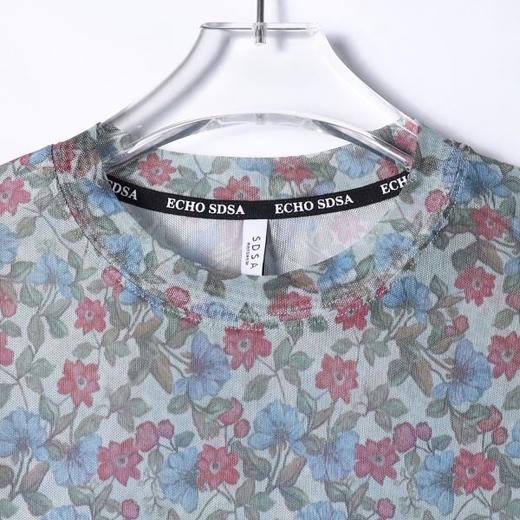 T4504SDSA秋季新款男士痞帅简约撞色植物花卉图案满印圆领长袖T恤休闲 商品图2