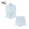 mc2无袖翻领小衫配短裤仿棉麻套装女两件套夏新款时尚洋气小个子 商品缩略图4