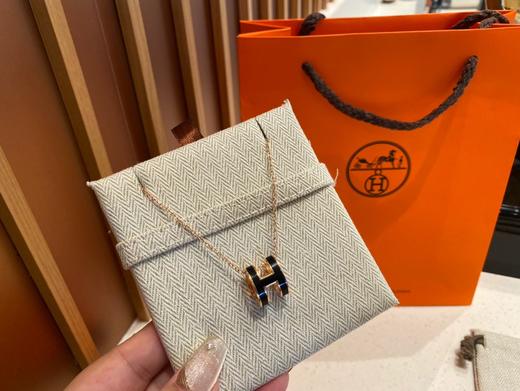 D072437时尚单品珐琅弧形H项链玫瑰金可调节链子 商品图3