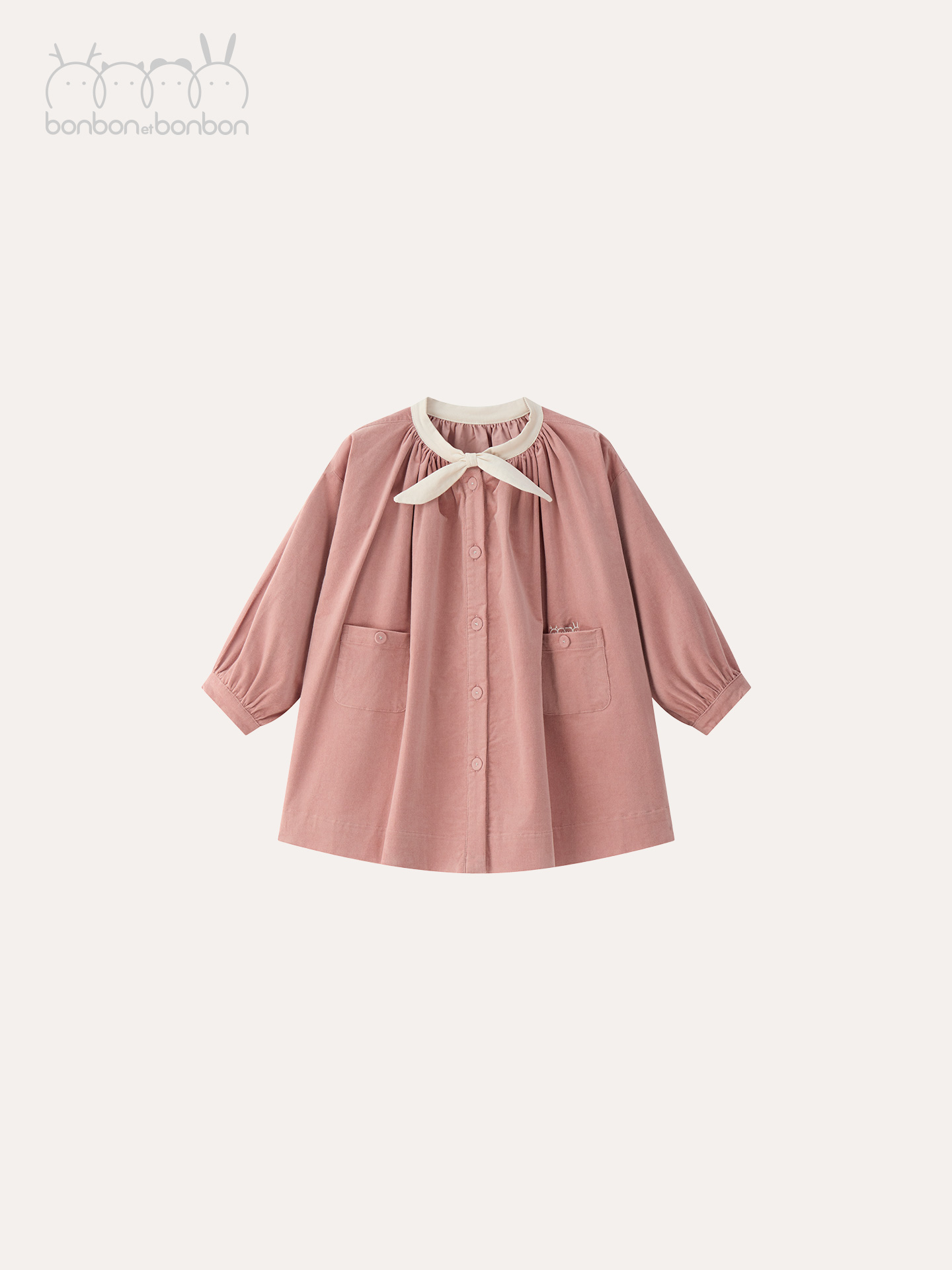 粉色廓型灯芯绒连衣裙