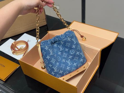 D072427当红时尚牛仔老花中古包水桶包单肩斜跨包 商品图0