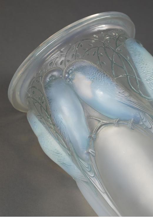 独角鹿西洋古董法国顶级水晶工坊莱俪LALIQUE设计出品「CEYLAN 鹦鹉」主题欧泊水晶花瓶 商品图2