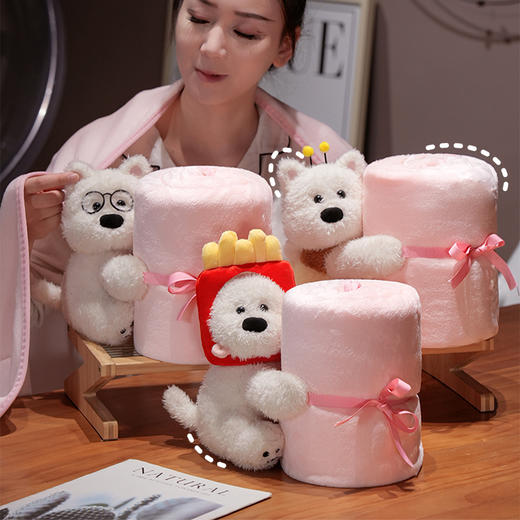 自然醒西高地立体玩偶卷毯午睡神器办公室披肩空调盖毯小被子学生午休QYL 商品图14