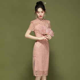 「自」全新升级【铂金会员339/天猫459/差价120】(00450)洛诗琳国风蕾丝连衣裙2025夏季新款新中式改良旗袍连衣裙