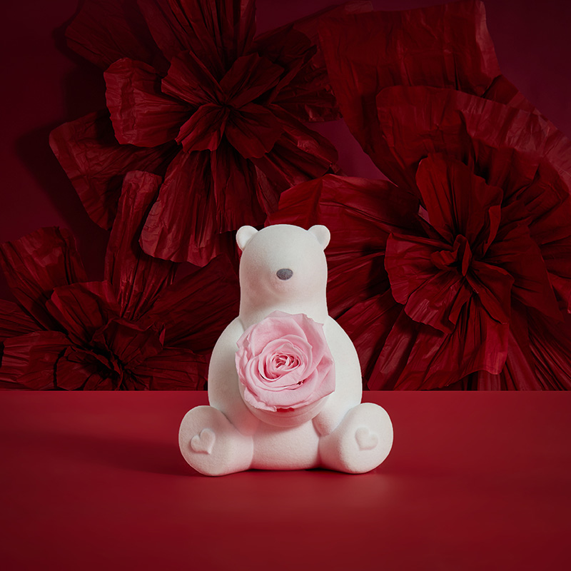 【新品爱礼】ROSEONLY诺誓 永生玫瑰 公仔系列 雪慕北极熊 粉色 送朋友 情人节礼物
