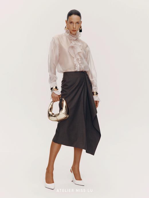 【提琴诗人】不规则立裁设计绵羊毛混纺半裙 商品图2