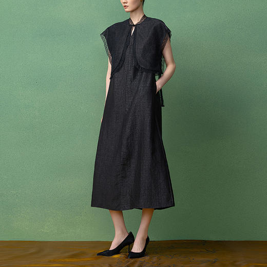 【林栖设计小店】【非遗香云纱】桑蚕丝连衣裙手工串珠2025秋季新款长裙女T1953246 商品图1