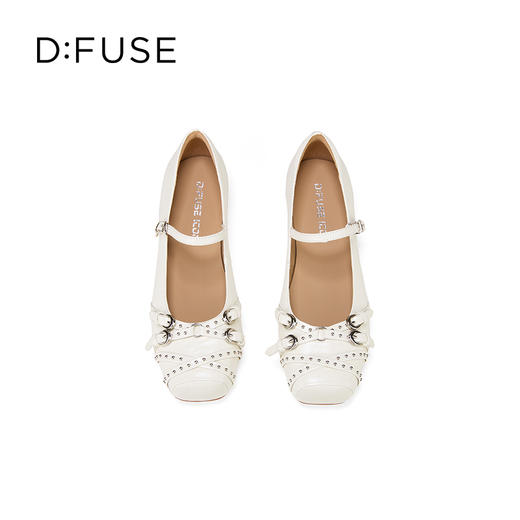 Dfuse迪芙斯2025秋季新款平底芭蕾鞋一字方头玛丽珍鞋朋克风单鞋女DFD3111031 商品图9