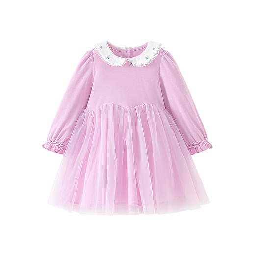 迷你巴拉女童儿童甜美刺绣翻领连衣裙亲肤柔软A字裙网纱裙子 商品图4