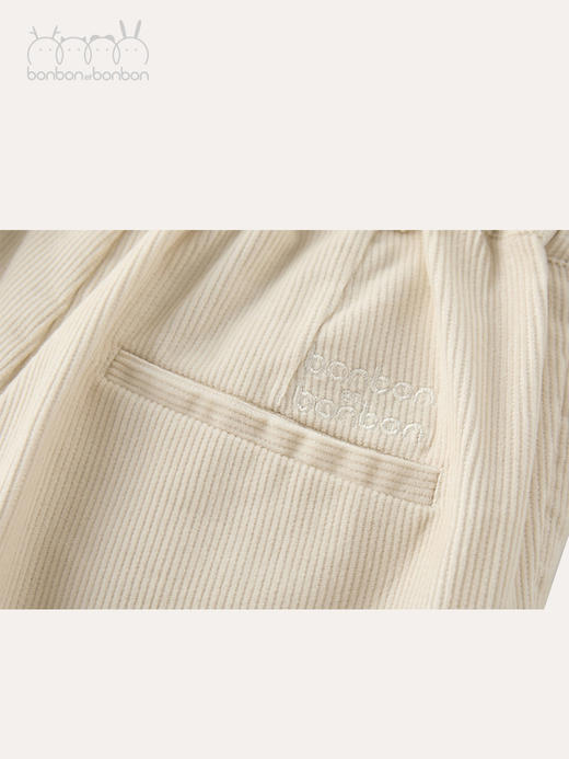 米白灯芯绒翻折边短裤 商品图2