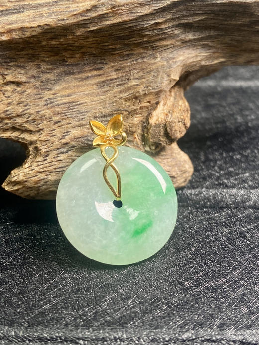 【FC0001】18K金镶嵌翡翠平安扣吊坠 商品图0