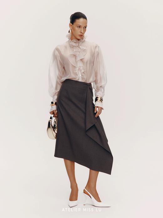 【提琴诗人】不规则立裁设计绵羊毛混纺半裙 商品图1