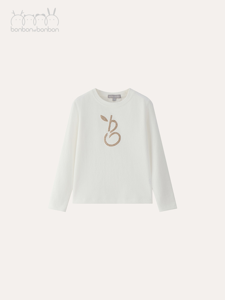 基础圆领烫金印打底衫