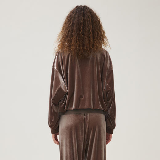 谜底短外套长袖女2025秋新品休闲棋盘格衣领丝绒棒球服253MW1106 商品图2