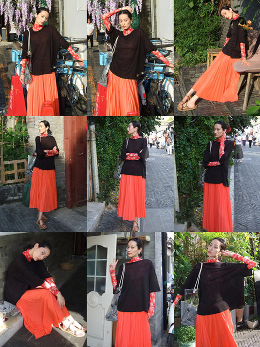 HIDEMI 极简灵动飘逸百褶短裙可再生纤维松紧腰设计感半身裙 商品图2