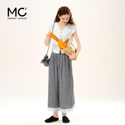 mc2半袖小衫配格子阔腿两件套女装夏季新款时尚好看百搭洋气 商品图2