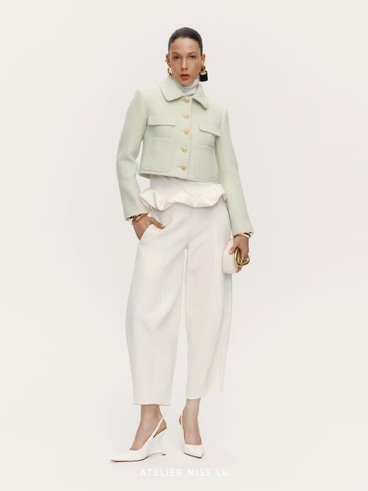 【雨后森林】复古花扣绵羊毛造型短外套 商品图3