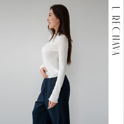 L RECNAVA 蕾丝花边长袖上衣 波浪花边领 软糯弹力蕾丝 内搭单穿都好看 商品图5