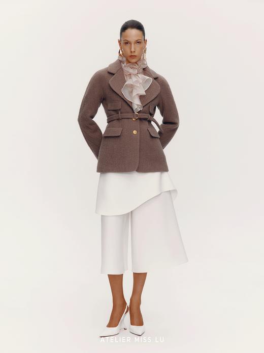 【巴黎余温】圆肩设计复古翻领造型绵羊毛西装外套 商品图0