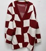 212 WS拼色格子V领毛织开衫30904（红） 秋季 312023032105 商品缩略图0
