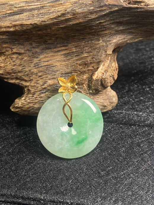 【FC0001】18K金镶嵌翡翠平安扣吊坠 商品图1