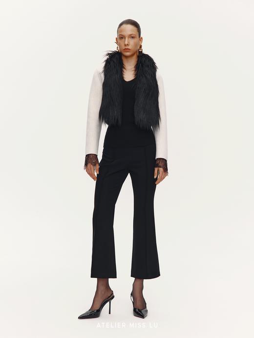 【维也纳幕帘】仿皮草拼接绵羊毛双面呢造型短外套 商品图1