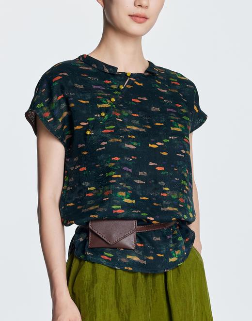 凯喜雅 中式短袖上衣 100%桑蚕丝 商品图2