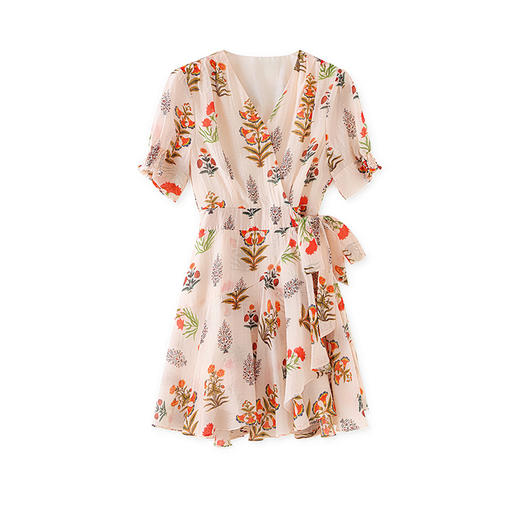 「高货wl」全新升级【铂金会员358/天猫479/差价121】(91843)洛诗琳气质印花连衣裙2025夏季收腰显瘦不规则荷叶连衣裙 商品图4