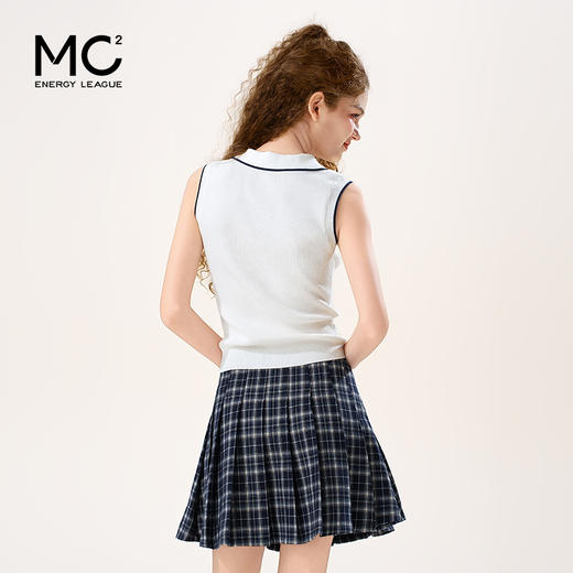 mc2女装翻领无袖针织衫配百褶半裙夏季新款学院风小个子甜美可爱 商品图3