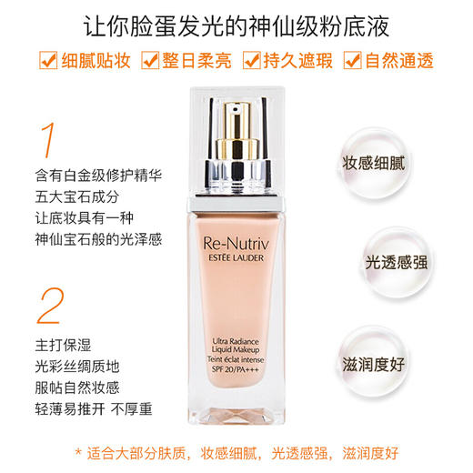 【特惠】雅诗兰黛(Estee Lauder)白金粉底液30ml #20-1W0适合偏白肤色奢宠养肤精华 粉底液服帖遮瑕 商品图2