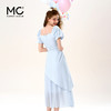 mc2方领拼接连衣裙女装夏季新款收腰下摆假两件中长款裙子时尚 商品缩略图3