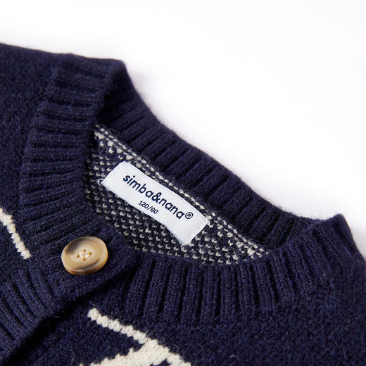 【辛巴娜娜】simbanana秋新款女中大童复古提花拼色外搭学院风开衫针织背心马甲 商品图3