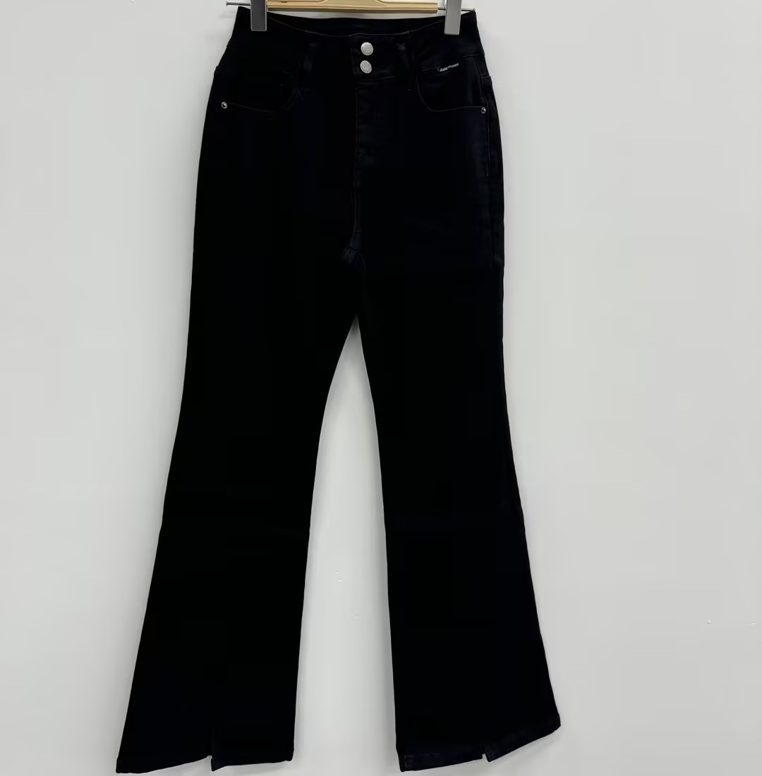 Z2 纽扣腰抓绒牛仔喇叭裤41015（黑） 冬季 944030010321