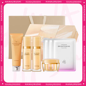 【高定礼盒洁面版】花印纳豆弹润绽亮礼盒（洁面120g+凝露120ml+乳液120ml+面霜45g+面膜3片） 效期27年