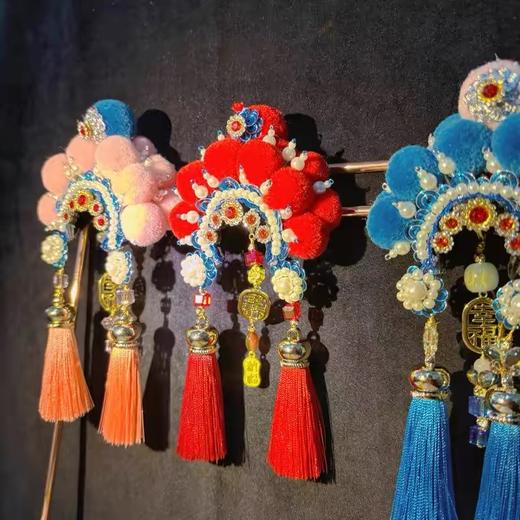 【京合坊非遗京剧绒球冰箱贴&挂件】匠人手工北京礼物文创冰箱贴戏曲帽盔礼品 商品图0