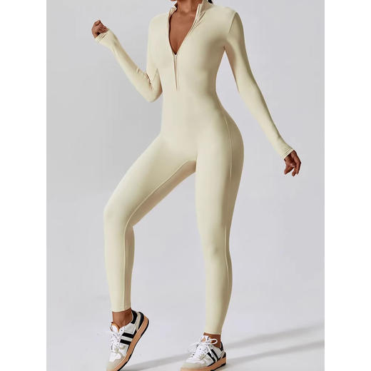 跃牌【轻匀系列】拉链裸感长袖瑜伽连体服高强度健身运动连体紧身衣女LT007 商品图2