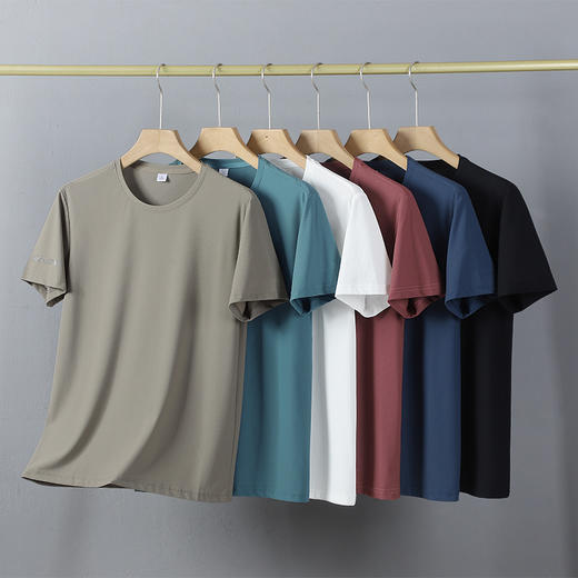 【DSK】大依优型大码冰丝凉感提花短袖T恤男夏季潮牌宽松大码休闲运动体恤上衣 商品图0