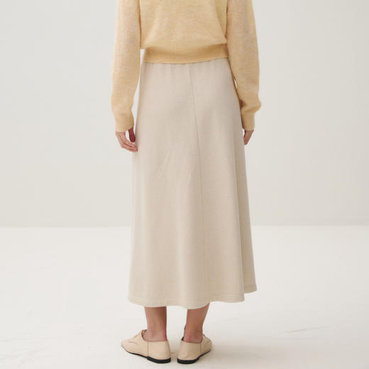 谜底半裙女2025秋季新品通勤百搭A型大摆裙松紧腰中长裙253MB1021 商品图2